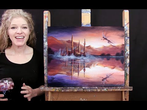 Learn How to Paint MYSTICAL FAIRY CASTLE with Acrylic - Paint & Sip at Home - Step by Step Tutorial