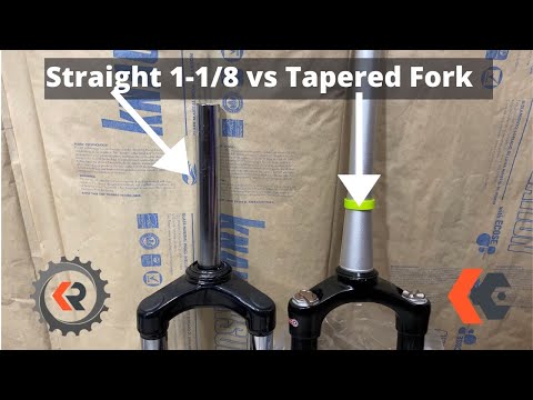 Part of a video titled Tapered Bicycle Fork vs Straight 1-1/8 Steerer fork - How to Identify