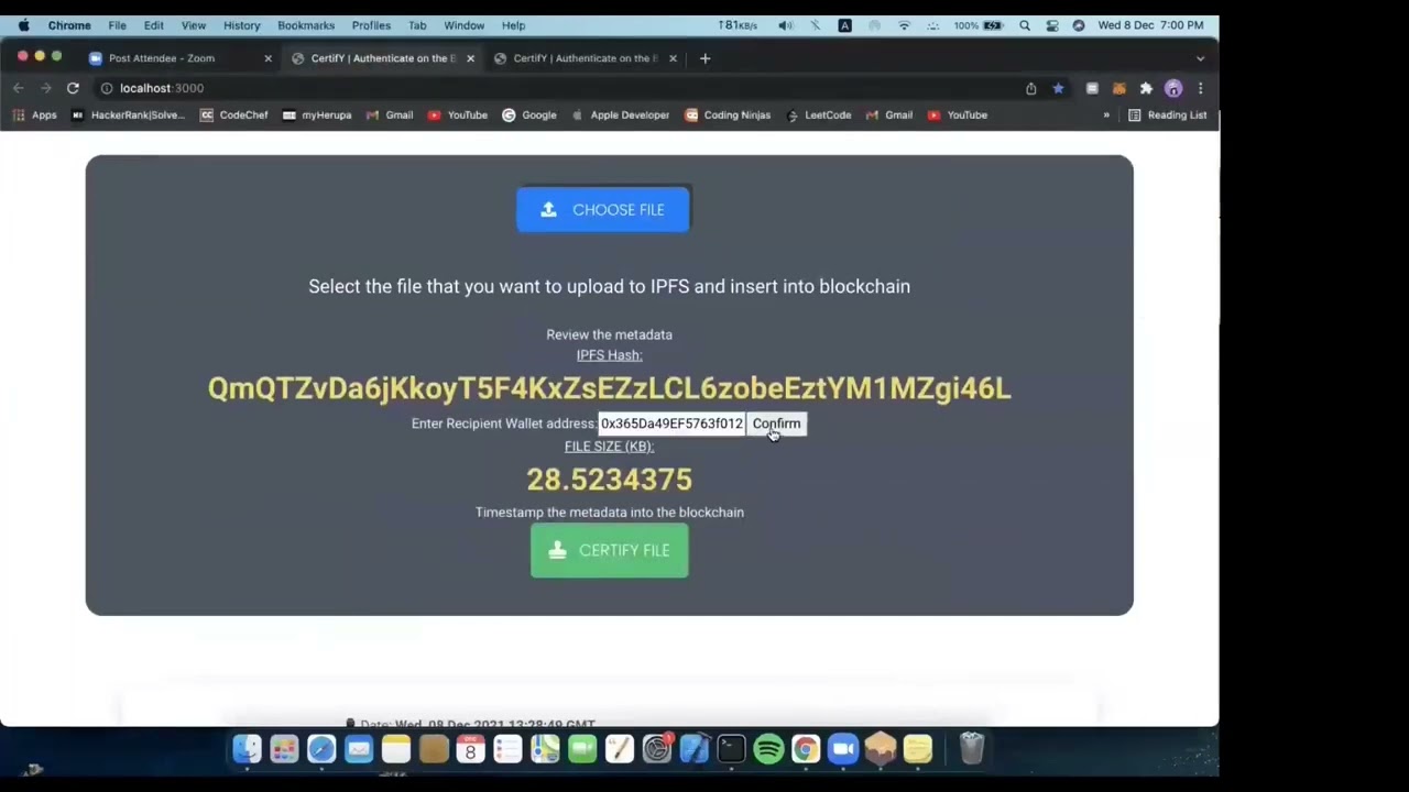 CertifY   Certificate Verification using Ethereum Blockchain