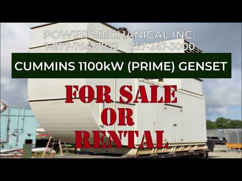 Cummins 1100 kW Prime (1250 kW Standby) Diesel Generator - LOW HOURS