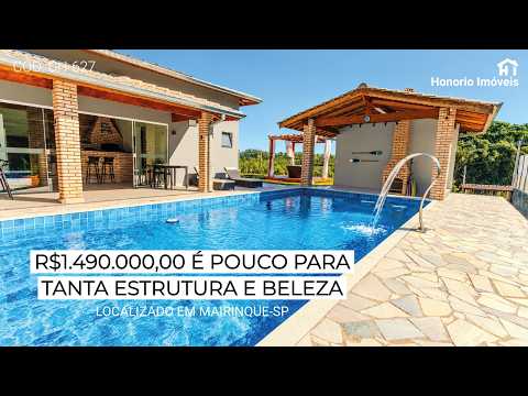 Chácara com 2 CHURRASQUEIRAS, PISCINA COM AQUECIMENTO, CAMPO DE FUTEBOL, BAR MOLHADO | Mairinque-SP