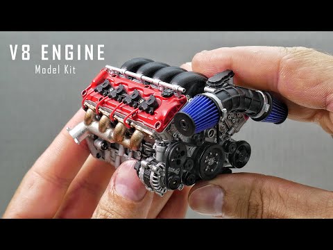 Building a V8 Engine Model Kit - V8 Car Engine Assembly