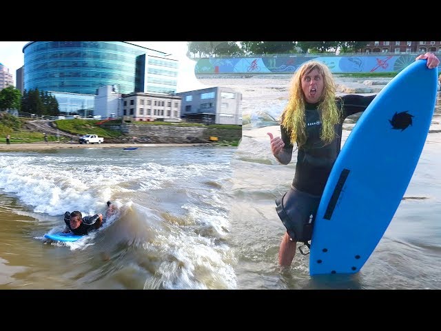 NEVER DONE THIS!! CRAZY RIVER SURFING!!