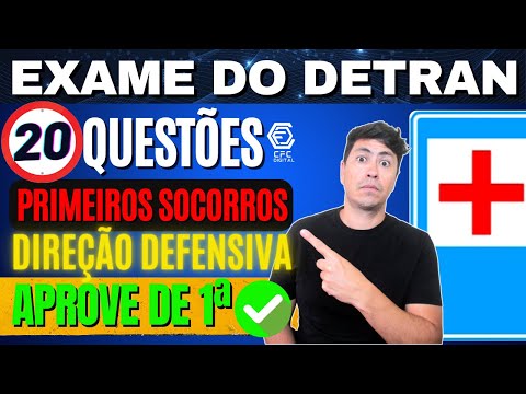 SIMULADO DO DETRAN 2024 - REVISÃO DE 20 QUESTÕES, DIREÇÃO DEFENSIVA E PRIMEIROS SOCORROS DETRAN 2024