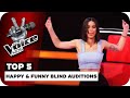 TOP 5 HAPPY FUNNY BLIND AUDITIONS The Voice Kids