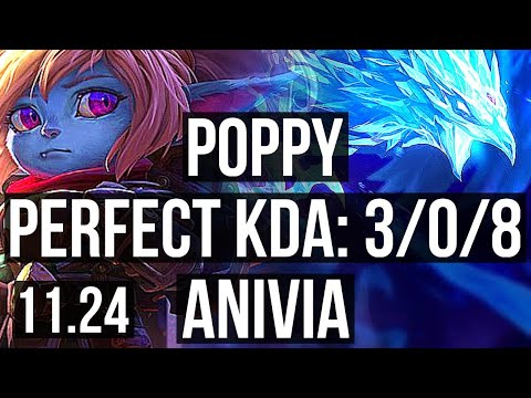 POPPY vs ANIVIA (TOP) | 3/0/8, 1.0M mastery | KR Diamond | 11.24