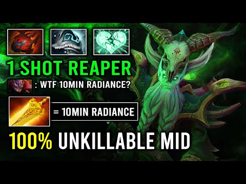 WTF 10Min Radiance Unkillable 1v5 Run At Them Solo Mid Necrophos 7.33e Dota 2