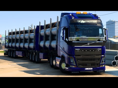 ETS2  1.44  VOLVO FH16 600  Loaded Iron Pipes (28t)  From a city KarIskrona TO Copenhagen