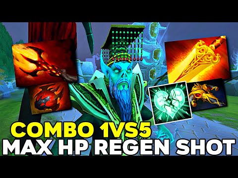 Necrophos 13Min Radiance Max Hp Regen Shot Dagon Build Combo 1vs5 - Dota 2