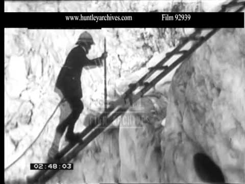 Alpine mountain climbers in 1907.  Archive film 92939