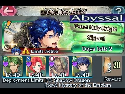 The battle with Limited unit : Vs. Legend! Sigurd - Abyssal (with F2P units, SI and seals)