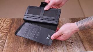 Багатофункціональне жіноче портмоне з натуральної фактурної шкіри під змію KARYA 21002 чорне