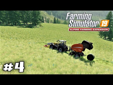 Mowing huge mountain grass field - Farming Simulator 19 Alpine DLC Erlengrat Hardcore #4 Timelapse