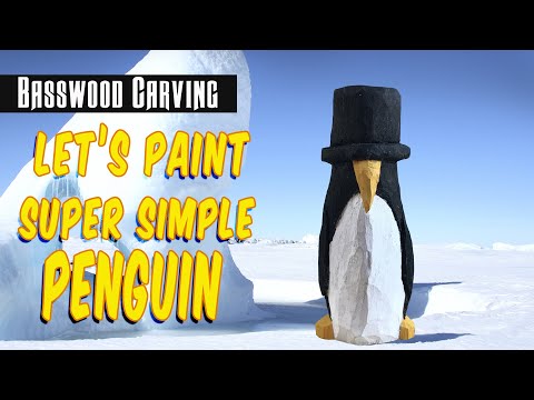 Painting Super Simple Penguin - Easy Wood carving project - Beginner Whittling Project to Paint