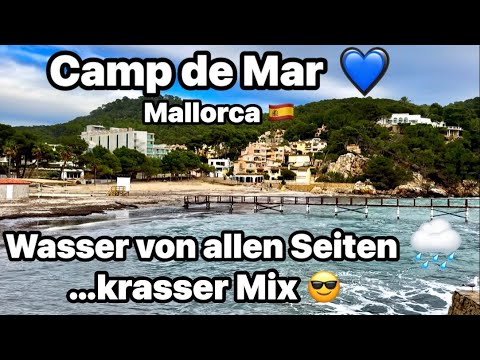 Camp de Mar 💙 Mallorca 🇪🇸 im Winter nichts los 😥 kleiner Ort große Hotels 🏨 Wellen 🌊 Wolken Mix 🌧️ 