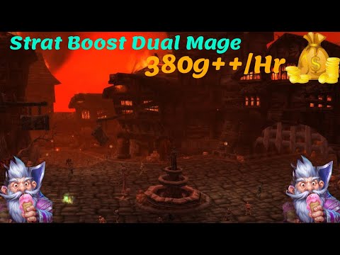 Wow Fresh/Anniv classic Duo Mage Farm Stratholme 140mobs++ boost 300g/hour++