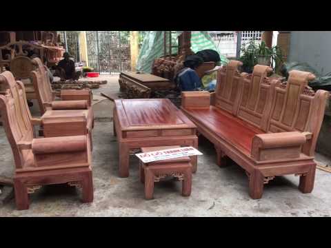 Bàn ghế âu á hộp gỗ hương đỏ Lào 6 món. Đồ Gỗ Thành Luân12-2-2017