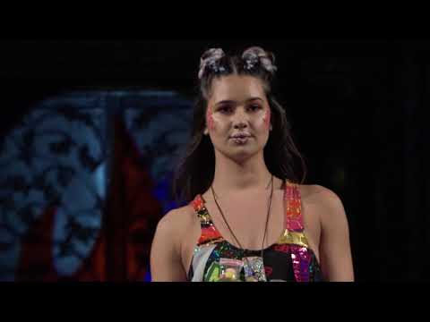 Burning guitars fashion designer at Art Hearts Fashion week 2019