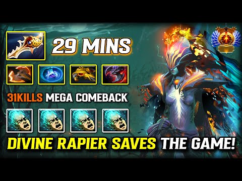 EPIC MEGACREEP COMEBACK Carry Phantom Assassin Rush 29Mins Divine Rapier | One Jump One Kill Dota 2