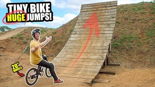 RIDING A TINY MOUNTAIN BIKE ON HUGE JUMPS - WILL IT WORK?