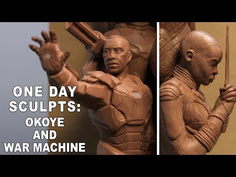 One Day Sculpts: War Machine and Okoye - Timelapse