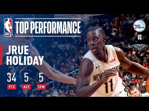 Jrue Holiday Scores 34 Pts in Victory vs. 76ers | December 10, 2017