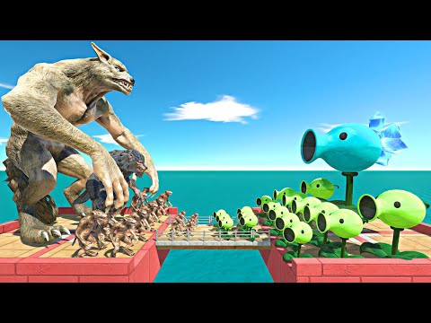 Werewolf Team Peashooter Challenge | Peashooter Team vs Werewolf - Animal Revolt Battle Simulator