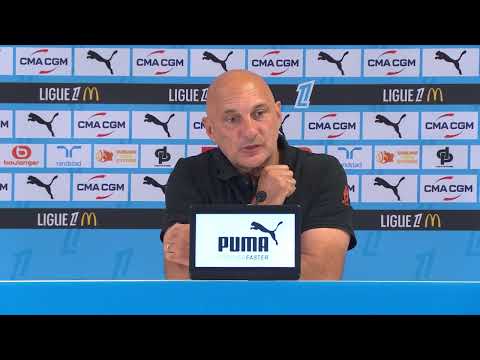 The press conference after Olympique de Marseille - FC Lorient (4-0) Matchday 4 Ligue 1 McDonald's