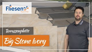Edle Natursteinoptik Terrassenplatte | Big Stone Ivory 59,5x59,5 cm | Feinsteinzeug in 2 cm Stärke