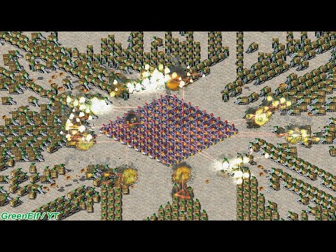 1000 War Miners vs 100 Elite Prism Tanks - Red Alert 2