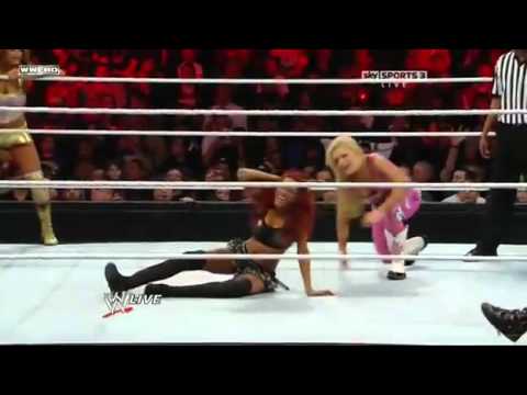 WWE Raw 01/03/11 Melina, Maryse & Alicia Fox vs Natalya, Eve & Brie Bella