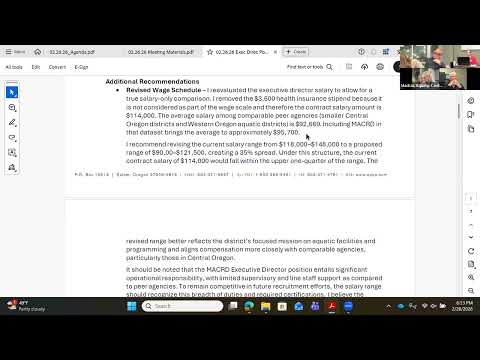 Thurs, February 26, 2026 MACRD Board of Directors Special Meeting and Executive Session