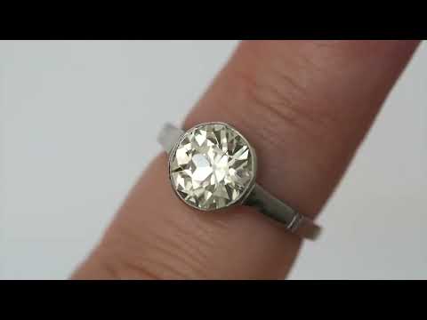 Circa 1920 Art Deco Platinum GIA 2.11ct Old European Brilliant Diamond Engagement Ring - VEG#1810