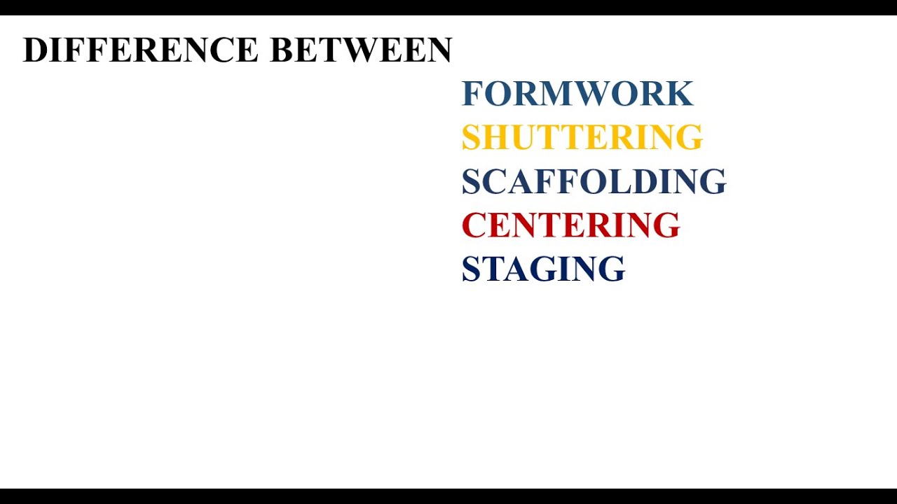 DIFFERENCE BETWEEN FORMWORK, SCAFFOLDING, STAGING, SHUTTERING & CENTERING.