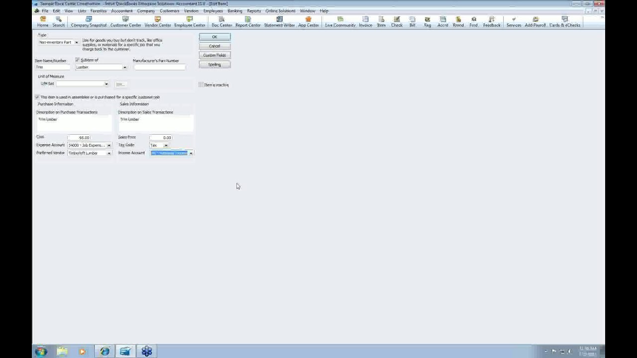 QuickBooks Tutorial - Inventory Vs. Non-Inventory