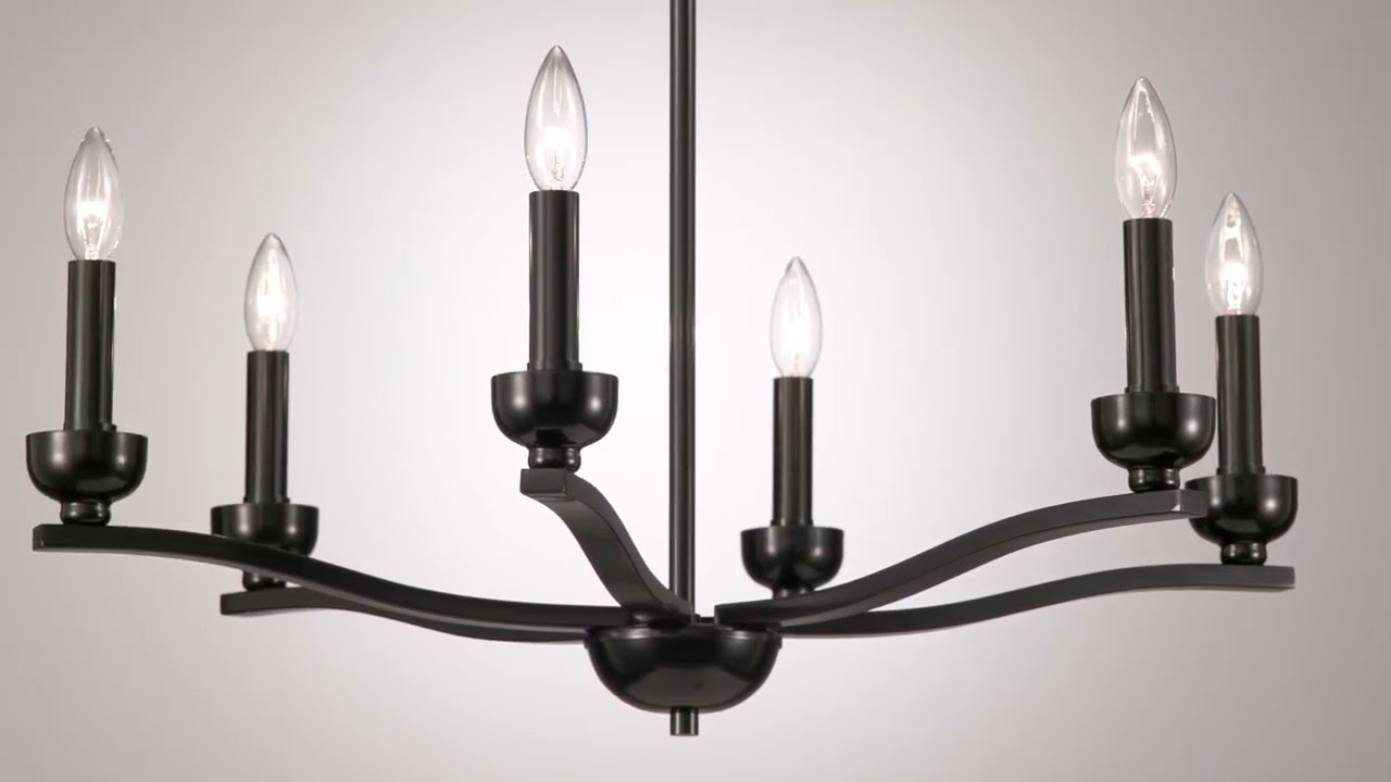 Video 1 Watch A Video About the Franklin Iron Norwell Semi Gloss Black 6 Light Chandelier