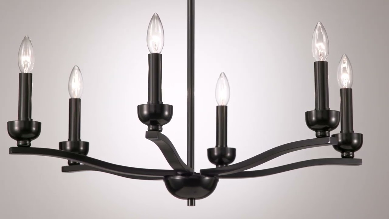 Video1 of Franklin Iron Norwell 27 1/2" Semi Gloss Black 6-Light Chandelier