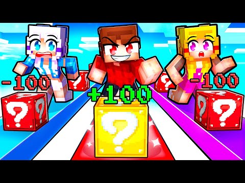 Cheating With +100 LUCKY BLOCKS in a LUCKY BLOCK RACE With MY CRAZY FAN GIRLS...
