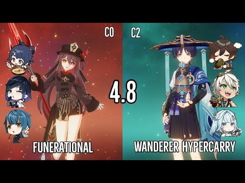 C0 Hu Tao Funerational & C2 Wanderer Hypercarry - v4.8 Spiral Abyss