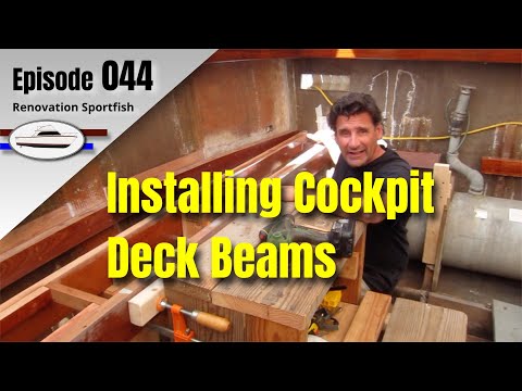 Two Cockpit Deck Beams are installed in the 1973 Egg Harbor Sportfish - Boat Restoration EP044