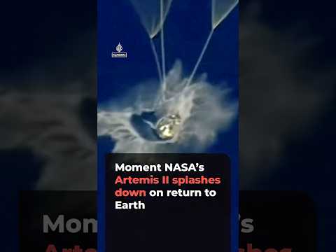 Moment Artemis II splashes down after moon mission | AJ #shorts