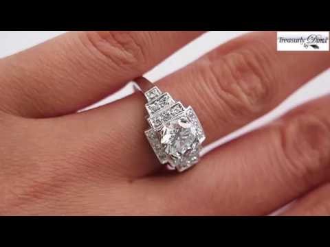 Colorless 1.44ctw Estate Vintage Round Diamond Engagement Wedding Platinum Ring