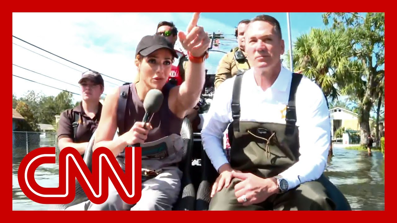 CNN tours flooded neighborhood on an airboat rescuing survivors