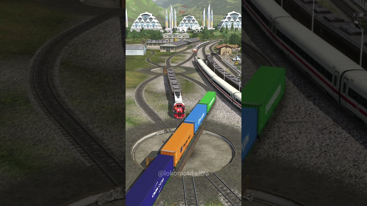 3 Kereta Api Panjang Melintasi 2 Turntable Antrian Persilangan Kereta Api #keretaapi #train #railway