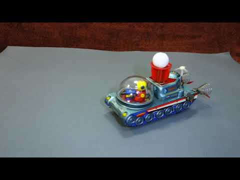 50s Yoshiya Orbit Explorer w/TV Tower Vintage Wind up Tin Toy