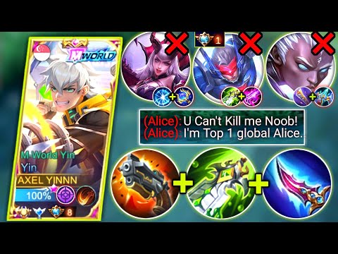 YIN VS TOP GLOBAL ALICE | YIN SIDELANE BEST BUILD AND EMBLEM | MOBILE LEGENDS