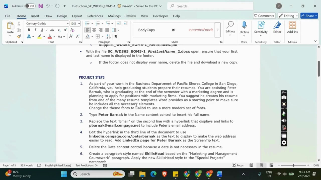 Shelly Cashman Word 365 | Module 5: End of Module Project 1 Pacific Shores College #shellycashman