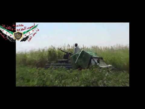 التصدي للطران الحربي في سماء مدينة الشحيل برشاش الدوشكا من قبل كتيبة أسود الجزيرة والفرات في ريف دير الزور