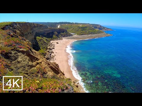 Cliff walking: Praia das Bicas - Praia da Foz - Sesimbra, Portugal 4K Ocean sounds for sleeping