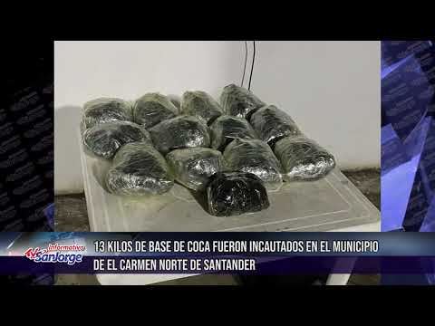 13 kilos de base de coca fueron incautados en el municipio de El Carmen, Norte de Santander